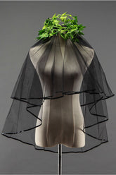 Sexy Black Tulle Ribbon Edge 1.5*1.5M Wedding Veils
