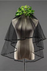 Sexy Black Tulle Ribbon Edge 1.5*1.5M Wedding Veils