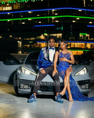 Sexy Long Royal Blue Sweetheart Sleeveless Mermaid Prom dress with Beadings and Slit