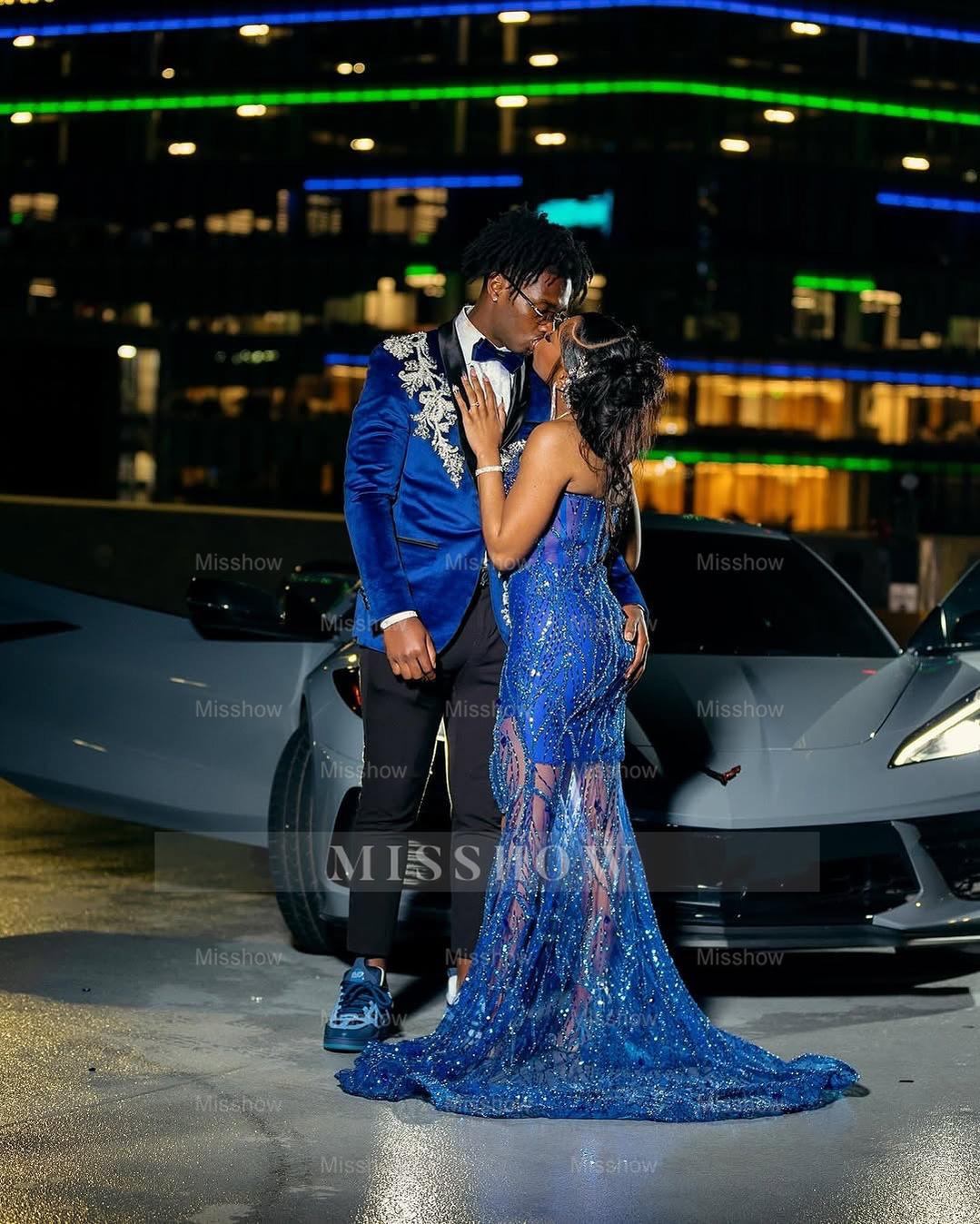 Sexy Long Royal Blue Sweetheart Sleeveless Mermaid Prom dress with Beadings and Slit