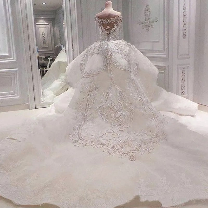 Sexy Strapless Crystals Mermaid Wedding Dresses with Overskirt Long Train