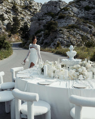 Sexy White Mermaid High-Neck Lace Sweetheart Long Sleeves Beaded Long Tulle Wedding Dresses With High Slit