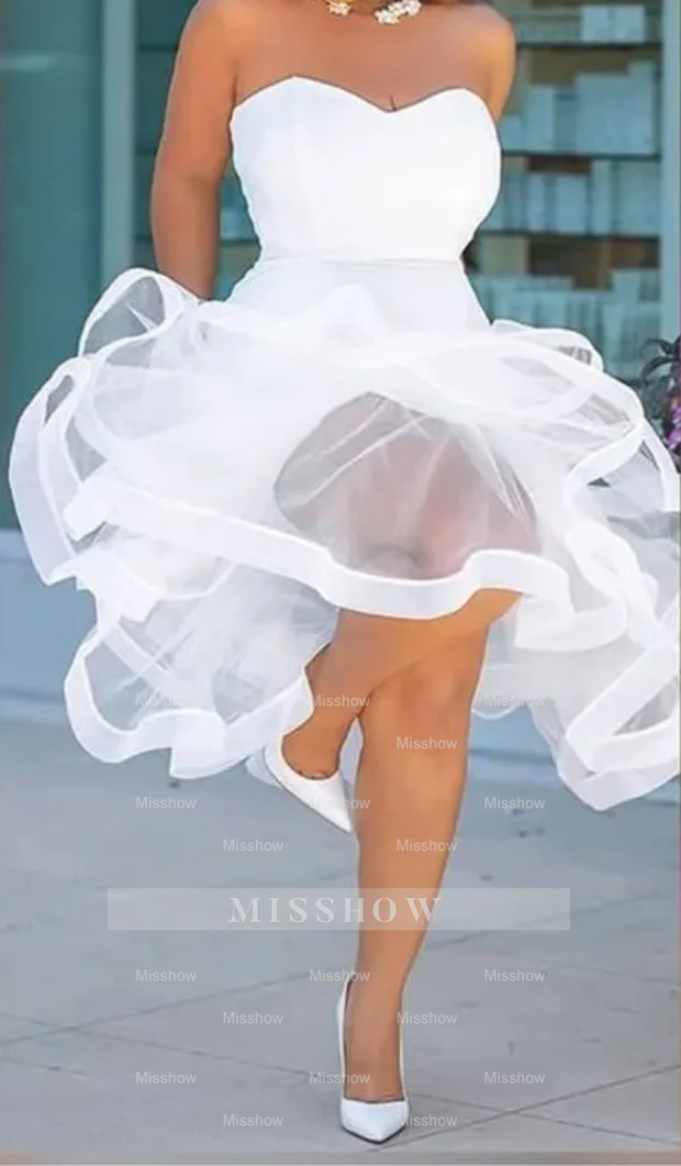 Sexy White Strapless Backless Mermaid Organza Sleeveless Bodycon Evening Dress