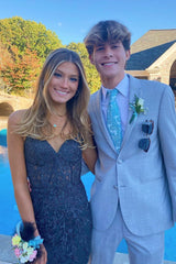 Sheath Sweetheart Light Purple Corset Homecoming Dress with Appliques