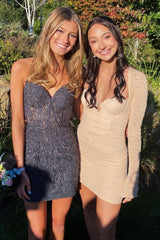 Sheath Sweetheart Light Purple Corset Homecoming Dress with Appliques