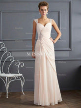 Sheath/Column Straps Sleeveless Beading Long Chiffon Prom Evening Dresses