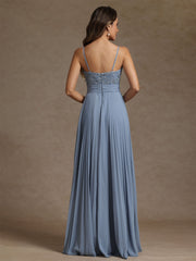 Sheath/Column Sweetheart Chiffon Mother of the Bride Dresses with Jacket Floor-Length Lace Pleated Long Sleeves