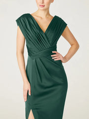 Sheath/Column V-Neck Sleeveless Floor-Length Mother Of The Bride Dress with Ruffles