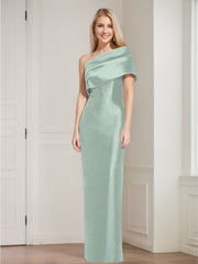 Sheath/Column One-Shoulder Sleeveless Floor-Length Mother of the Bride Dresses with Bowknot