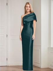 Sheath/Column One-Shoulder Sleeveless Floor-Length Mother of the Bride Dresses with Bowknot