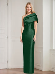 Sheath/Column One-Shoulder Sleeveless Floor-Length Mother of the Bride Dresses with Bowknot
