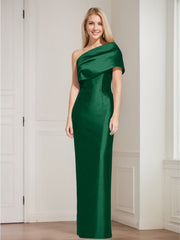 Sheath/Column One-Shoulder Sleeveless Floor-Length Mother of the Bride Dresses with Bowknot