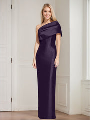 Sheath/Column One-Shoulder Sleeveless Floor-Length Mother of the Bride Dresses with Bowknot