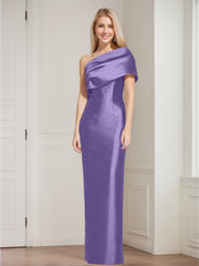 Sheath/Column One-Shoulder Sleeveless Floor-Length Mother of the Bride Dresses with Bowknot