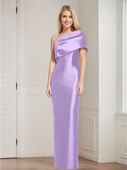 Sheath/Column One-Shoulder Sleeveless Floor-Length Mother of the Bride Dresses with Bowknot