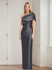 Sheath/Column One-Shoulder Sleeveless Floor-Length Mother of the Bride Dresses with Bowknot