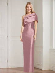 Sheath/Column One-Shoulder Sleeveless Floor-Length Mother of the Bride Dresses with Bowknot