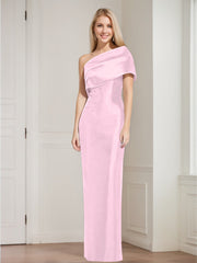 Sheath/Column One-Shoulder Sleeveless Floor-Length Mother of the Bride Dresses with Bowknot