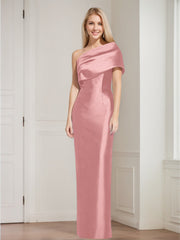 Sheath/Column One-Shoulder Sleeveless Floor-Length Mother of the Bride Dresses with Bowknot
