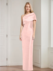 Sheath/Column One-Shoulder Sleeveless Floor-Length Mother of the Bride Dresses with Bowknot