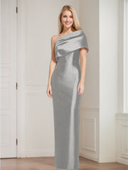 Sheath/Column One-Shoulder Sleeveless Floor-Length Mother of the Bride Dresses with Bowknot