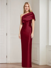 Sheath/Column One-Shoulder Sleeveless Floor-Length Mother of the Bride Dresses with Bowknot
