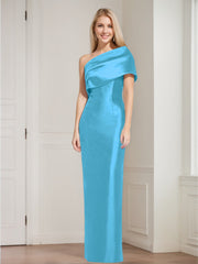 Sheath/Column One-Shoulder Sleeveless Floor-Length Mother of the Bride Dresses with Bowknot