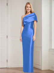 Sheath/Column One-Shoulder Sleeveless Floor-Length Mother of the Bride Dresses with Bowknot