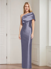 Sheath/Column One-Shoulder Sleeveless Floor-Length Mother of the Bride Dresses with Bowknot