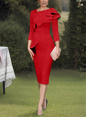 Sheath Column Scoop Mother Of The Bride Dresses With Ruffles