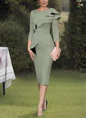 Sheath Column Scoop Mother Of The Bride Dresses With Ruffles