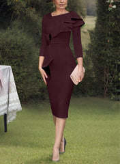 Sheath Column Scoop Mother Of The Bride Dresses With Ruffles