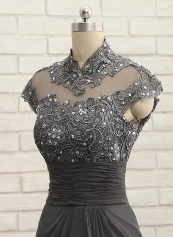Sheath Column High Neck Floor Length Mother Of The Bride Dresses