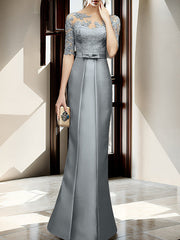 Sheath Column Illusion Neck Floor Length Mother Of The Bride Dresses