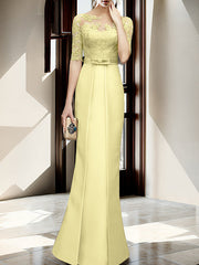 Sheath Column Illusion Neck Floor Length Mother Of The Bride Dresses