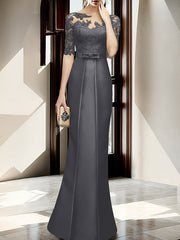 Sheath Column Illusion Neck Floor Length Mother Of The Bride Dresses