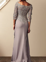 Sheath Column Scoop Floor Length Mother Of The Bride Dresses