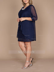 Short Lace Sheath/Column Jewel Neck Mother of the Bride Dresses