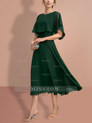 Short-Sleeve A-Line Princess Gown with Jewel Neckline for the Mother of the Bride