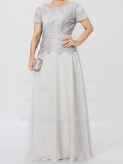Short-Sleeve A-Line Princess Mother of the Bride Dress with Applique and Sequins