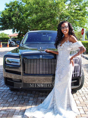 Silver sweetheart beaded mermaid prom dress