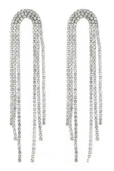 Silver Tassel Rhinestones Earrings