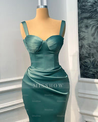 Simple Sweetheart Long Mermaid Straps Sleeveless Satin Prom Dress