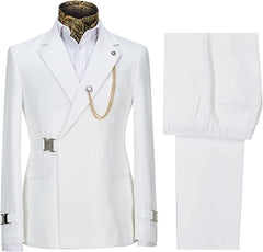 Simple White Notched Lapel Men's Prom Suit