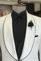 Simple White Shawl Collar Two-Piece Men's Suit For Wedding
