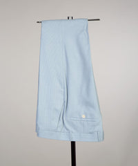 Sky Blue Sparkly Double-Breasted Men’s Suit with Pink Peaked Lapel