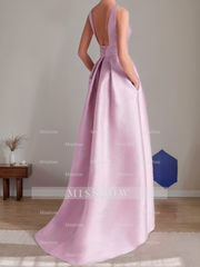 Sleeveless A-Line Princess Scoop Asymmetrical Mother of the Bride & Groom Dress with Floral Details