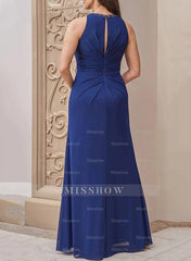Sleeveless Floor-Length A-Line Princess Scoop Neck Mother of the Bride Dress with Sash