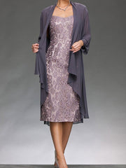Sleeveless Mother of the Bride Sheath/Column Dress with Applique and Jacket