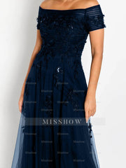 Sleeveless Off-the-Shoulder A-Line Dresses for Mother of the Bride & Groom with Appliques